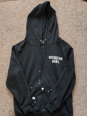 Rockstar Original Black Splatter Paint Hoodie Sweatshirt Size S